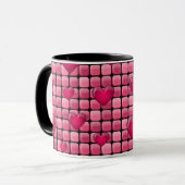 Roze stapel met hart mok (Voorkant links)