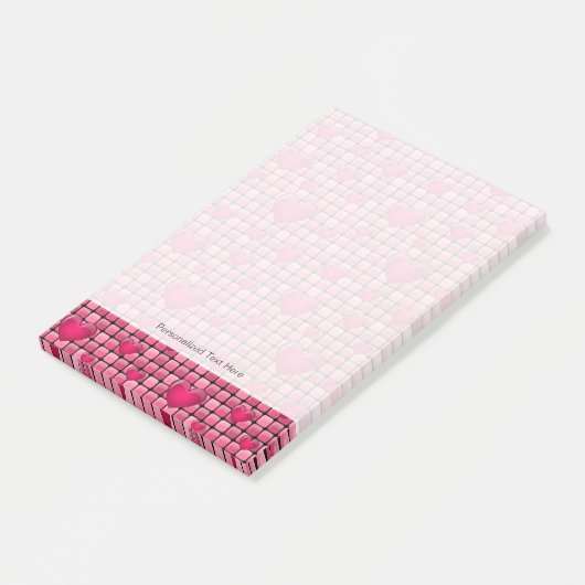 Roze stapel met hart post-it® notes (Schuin)
