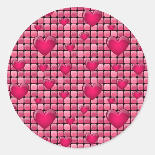 Roze stapel met hart ronde sticker (Voorkant)
