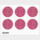 Roze stapel met hart ronde sticker (Vel)