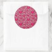Roze stapel met hart ronde sticker (Tas)