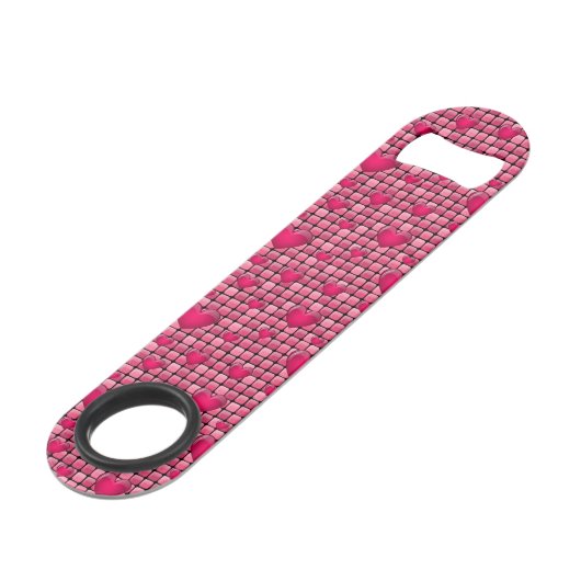 Roze stapel met hart speed flessenopener (Achterkant Gekanteld)