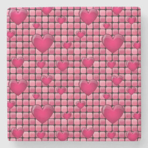 Roze stapel met hart stenen onderzetter