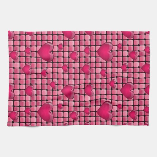 Roze stapel met hart theedoek (Horizontaal)