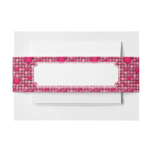 Roze stapel met hart uitnodigingen wikkel (Voorkant Voorbeeld)