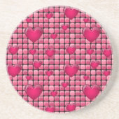 Roze stapel met hart zandsteen onderzetter (Voorkant)