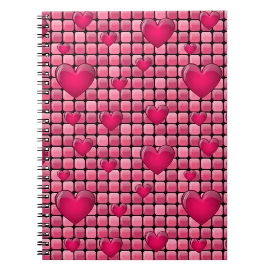 Roze stapel met harten notitieboek (Voorkant)