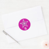 Roze Star "16"-sticker roze Ronde Sticker (Envelop)
