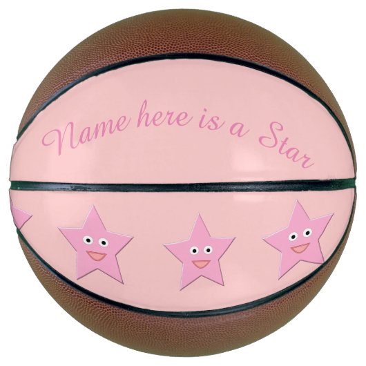  roze Star Aangepaste Basketballen (Voorkant)