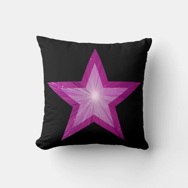 Roze Star Black 'Text' werpen kussen vierkant (Voorkant)