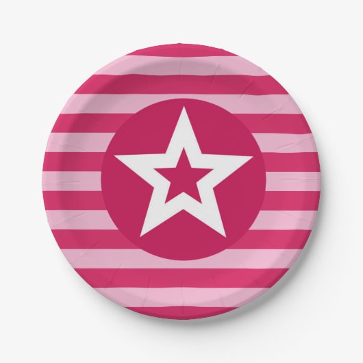 Roze Star-Bord Papieren Bordje (Voorkant)