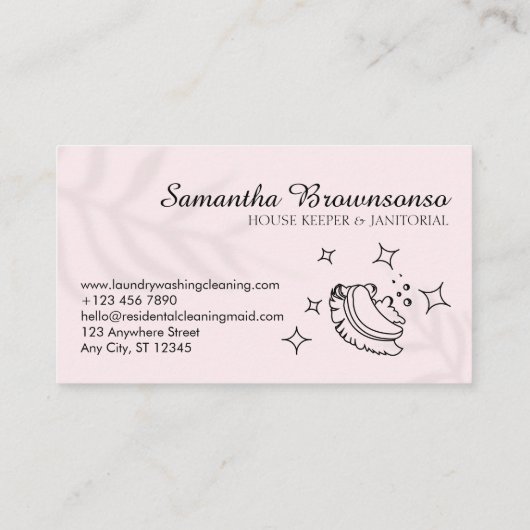 Roze Star Bubble Cleaning Brush Janitorial Maid Visitekaartje (Achterkant)