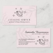 Roze Star Bubble Cleaning Brush Janitorial Maid Visitekaartje (Voorkant / Achterkant)