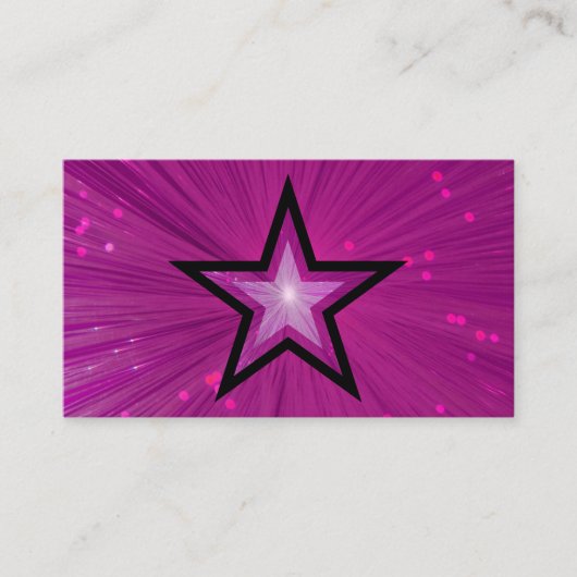 Roze Star-creditcardtemplate zwart terug Visitekaartje (Voorkant)