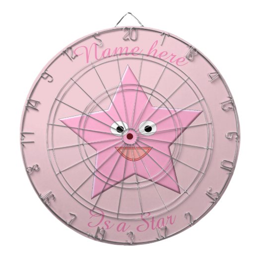 roze Star Custom Dart Board Dartbord (Voorkant)