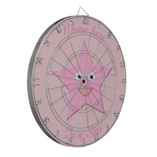 roze Star Custom Dart Board Dartbord (Voorkant Links)