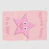  roze Star Custom Golf Towel Golfhanddoek (Horizontaal)