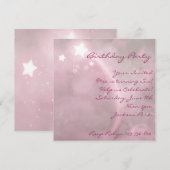 Roze Star Dust Birthday Uitnodiging (Voorkant / Achterkant)