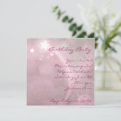 Roze Star Dust Birthday Uitnodiging (Staand voorkant)