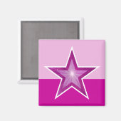 Roze Star fridge magneet vierkant 2 toon roze (Voorkant / Achterkant)