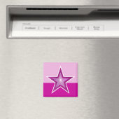 Roze Star fridge magneet vierkant 2 toon roze (Insitu (Vaatwasser))