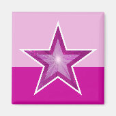 Roze Star fridge magneet vierkant 2 toon roze (Voorkant)