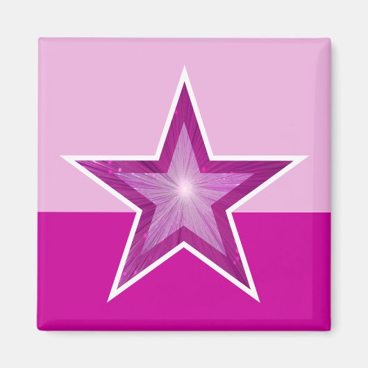 Roze Star fridge magneet vierkant 2 toon roze (Voorkant)