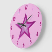 Roze Star 'getallen' klok rond bleek roze (Hoek)