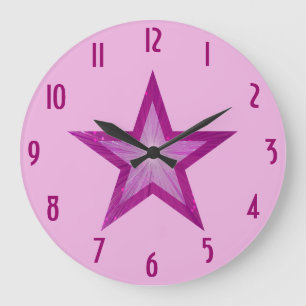 Roze Star 'getallen' klok rond bleek roze