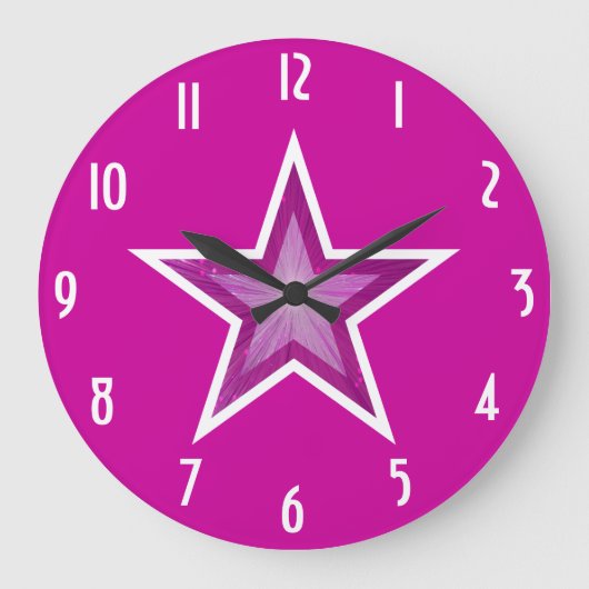 Roze Star 'getallen' klok rond roze (Voorkant)