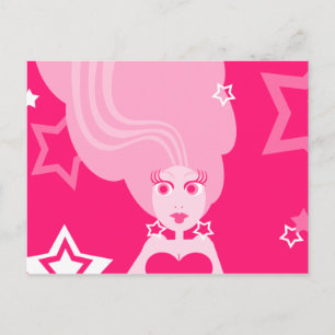 Roze Star Girl-Briefkaart Briefkaart
