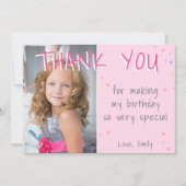 Roze Star Girly Birthday Bedankt voor je foto (Voorkant)
