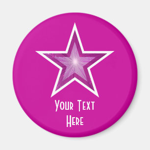 Roze Star 'Jouw tekst' koelkast magnetroze Magneet
