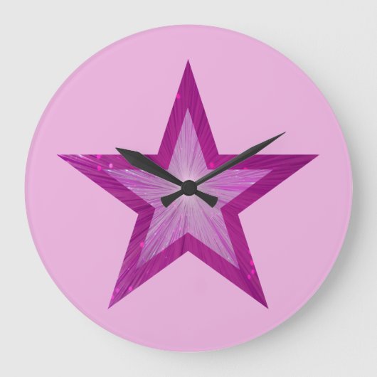 Roze Star-klok rond bleek roze Grote Klok (Voorkant)