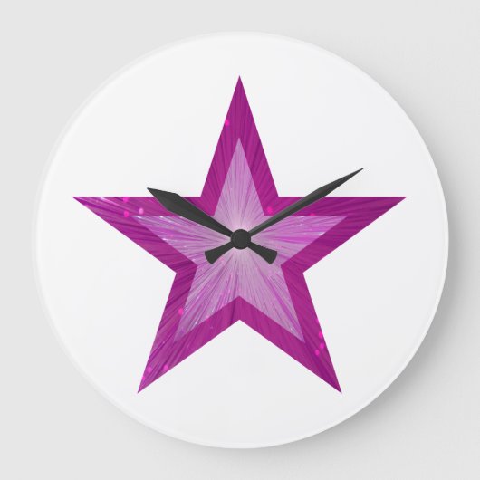 Roze Star-klok rond wit Grote Klok (Voorkant)