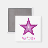 Roze Star-koelkast "Jouw tekst" magneet wit (Voorkant / Achterkant)