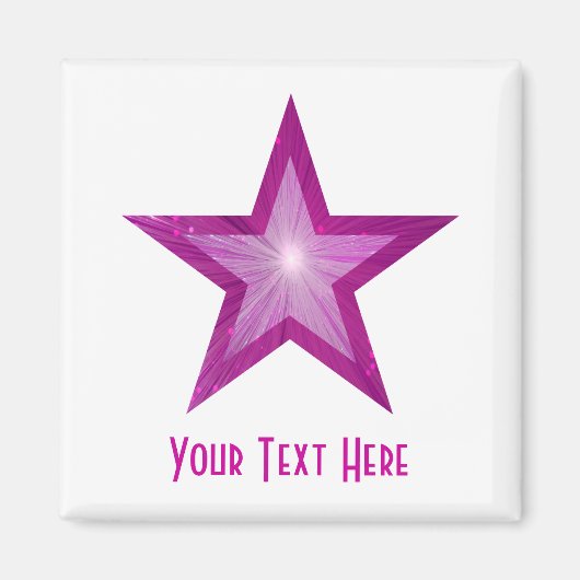 Roze Star-koelkast "Jouw tekst" magneet wit (Voorkant)