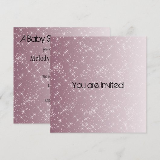 Roze Star licht Baby shower nodigt uit Kaart (Voorkant / Achterkant)