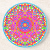 Roze Star Mandala Kleurrijk Zandsteen Onderzetter (Voorkant)