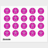 Roze Star 'Name' rond sticker roze (Vel)