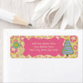 Roze Star Retro Holiday Return Address Labels (Insitu)