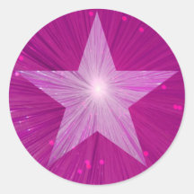 Roze Star-ronde sticker