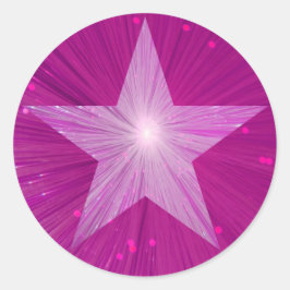 Roze Star-ronde sticker