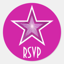 Roze Star RSVP ronde sticker roze