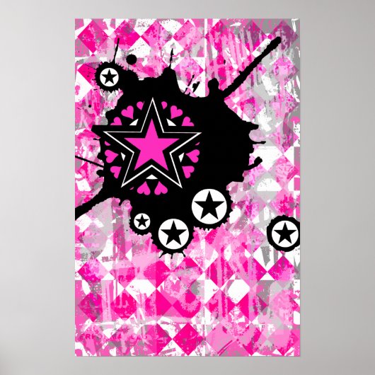 Roze Star Splatter Poster (Voorkant)