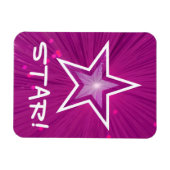 Roze Star 'STAR!' flexibele magneet (Horizontaal)