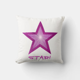 Roze Star 'STAR' gooit kussen vierkant wit