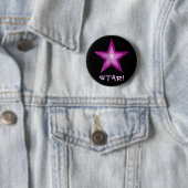 Roze Star 'STAR'-toets zwart Ronde Button 5,7 Cm (In situ)