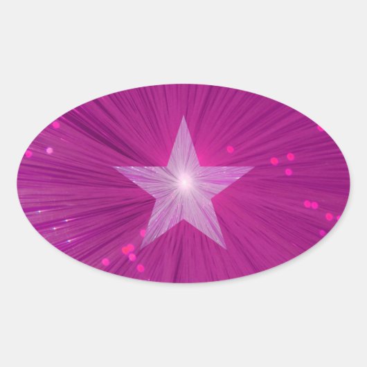 Roze Star sticker ovaal (Voorkant)