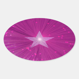 Roze Star sticker ovaal
